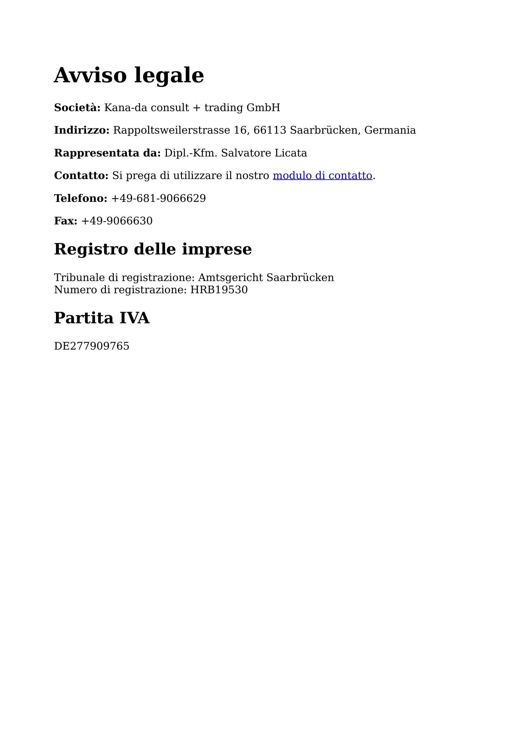 Legal Notice Italia