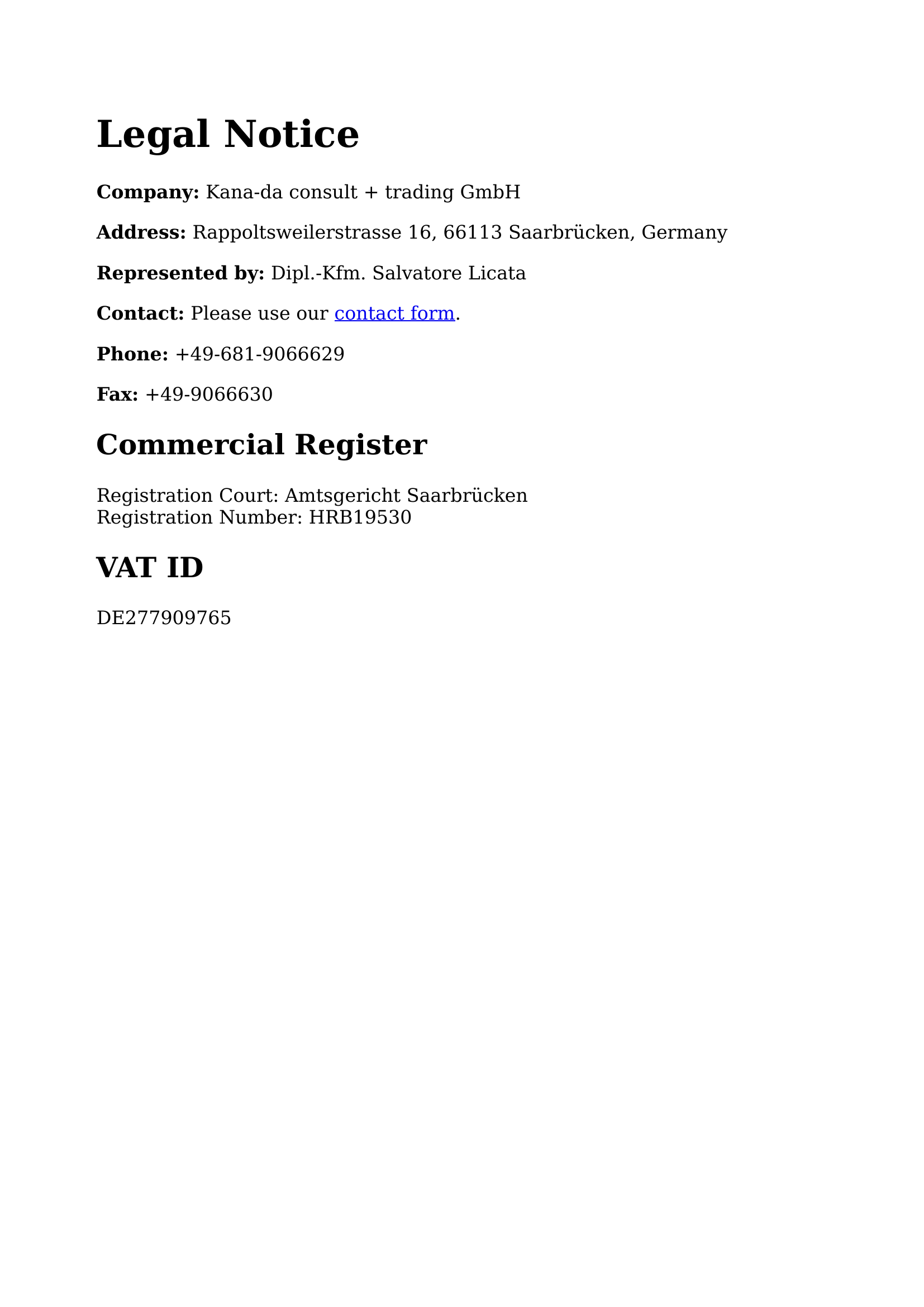 Legal Notice UK